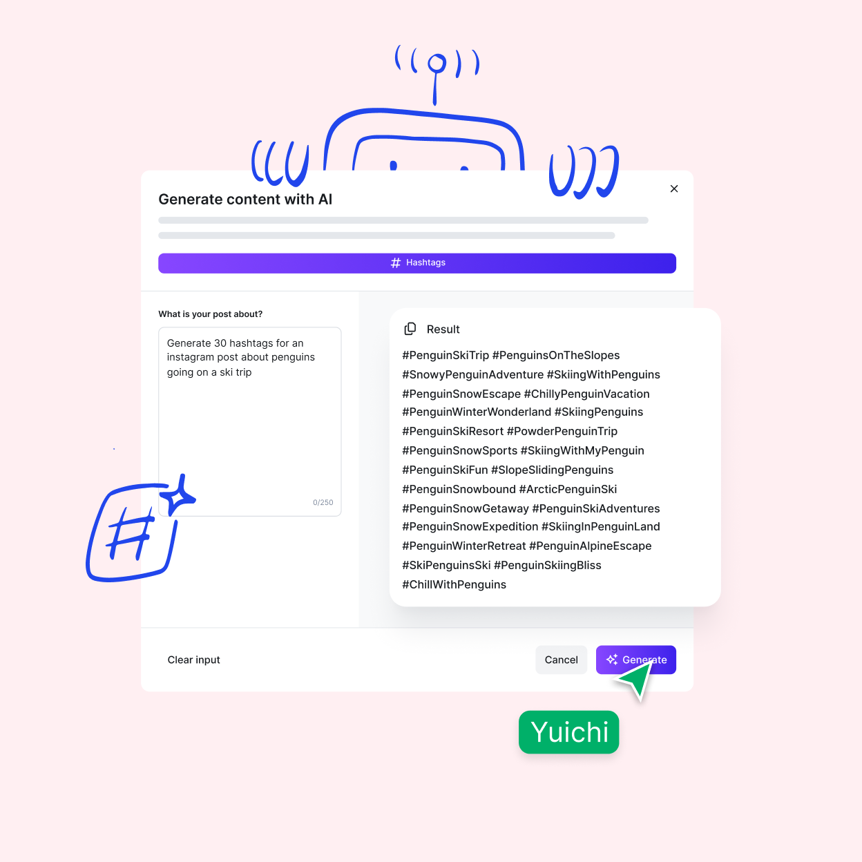 Generate relevant #hashtags.