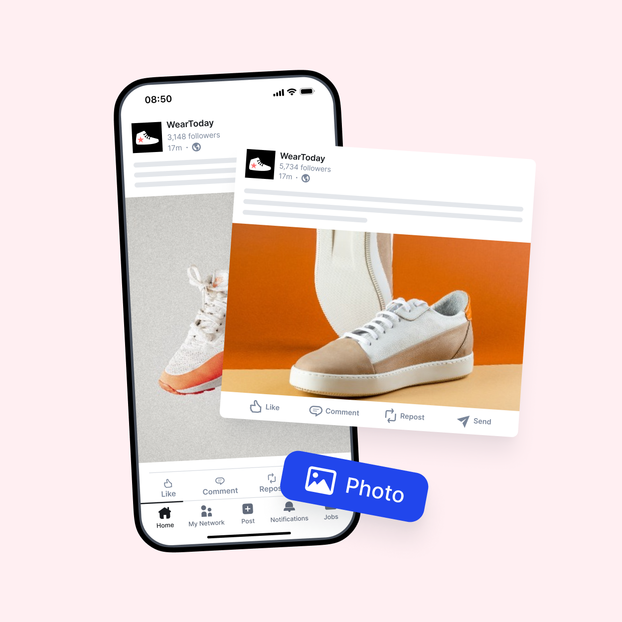 Spark discussions with text-only, images, or video posts.